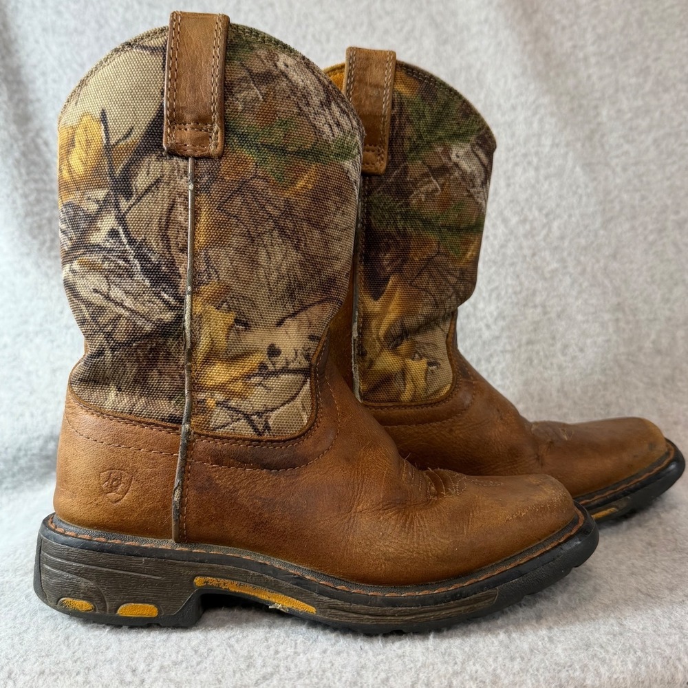 Ariat Boots Kids 12 Western Brown Camo RealTree Square Toe Cowboy Rodeo